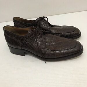 Vtg 90s Ambassador Oxfords Brown Alligator Leather Lace Up Shoes 7 C